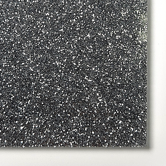 Black and silver glitter cast acrylic sheet swatch