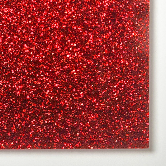 Red glitter cast acrylic sheet swatch