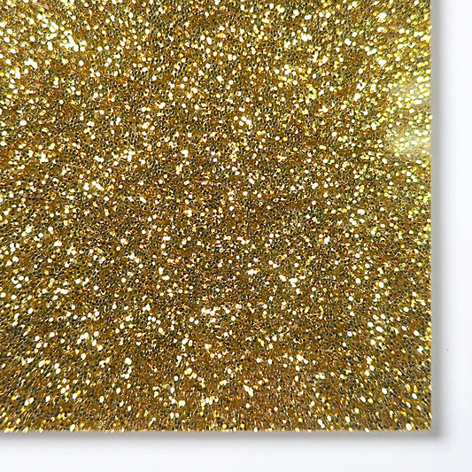 Gold glitter cast acrylic sheet swatch
