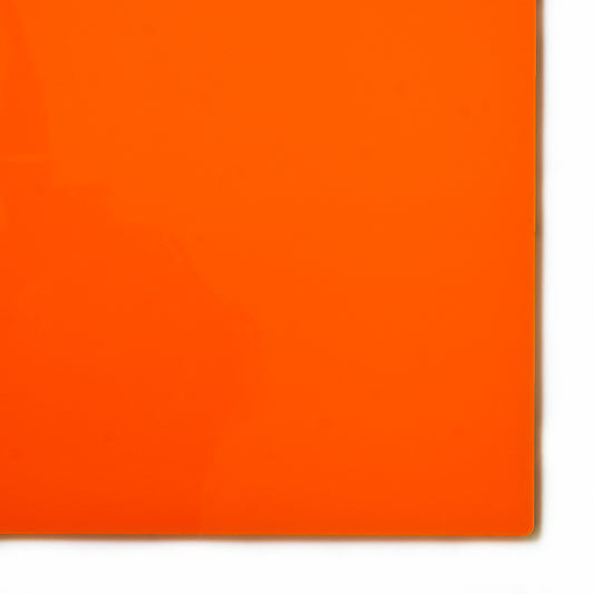 2119 Orange translucent cast acrylic sheet sample with penny for scale