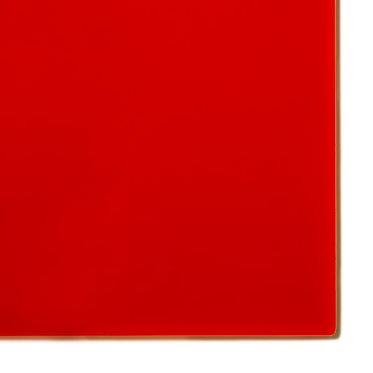 2283 Red translucent cast acrylic sheet sample with penny for scale